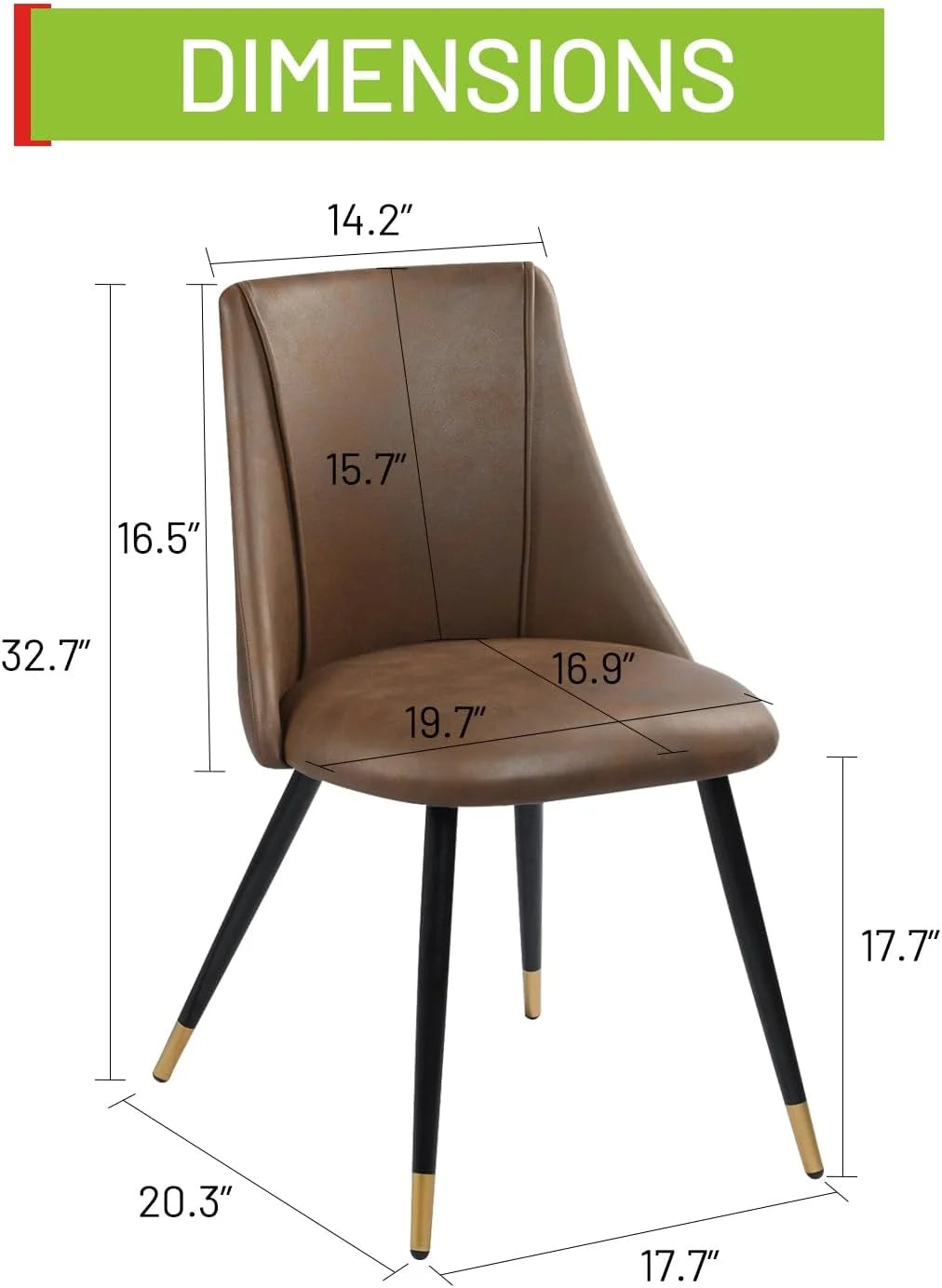Upholstered Faux Leather Dining Chairs Set of 2 U597