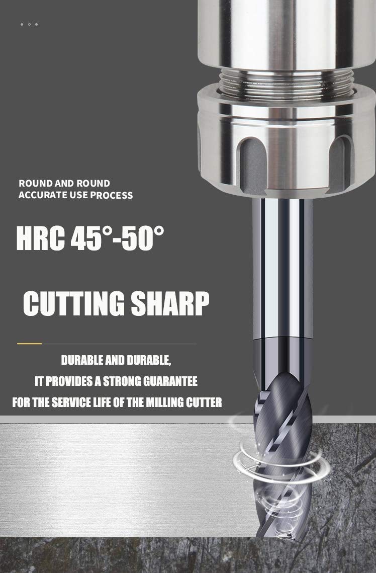 1/2 Carbide Square End Mill Bits Set 4 Flute AlTiN Coating Y746