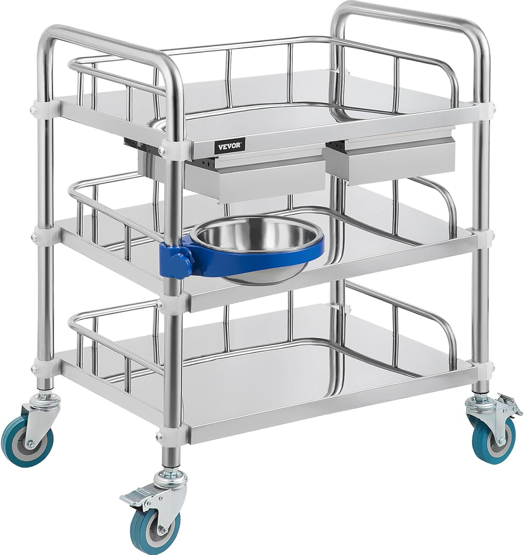 3 Layer Stainless Steel Lab Cart with Drawers W748497