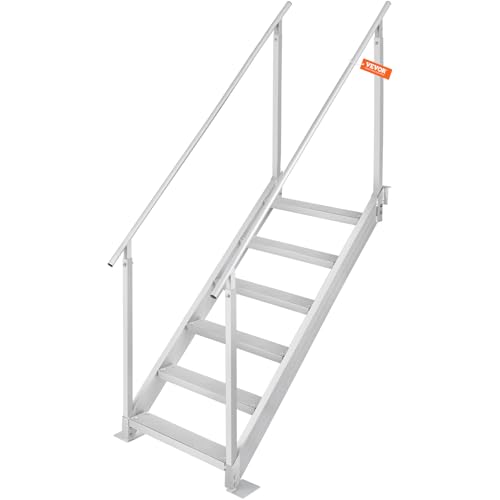 4 Steps 500lbs Adjustable Aluminum Dock Stairs with Handrails L116579