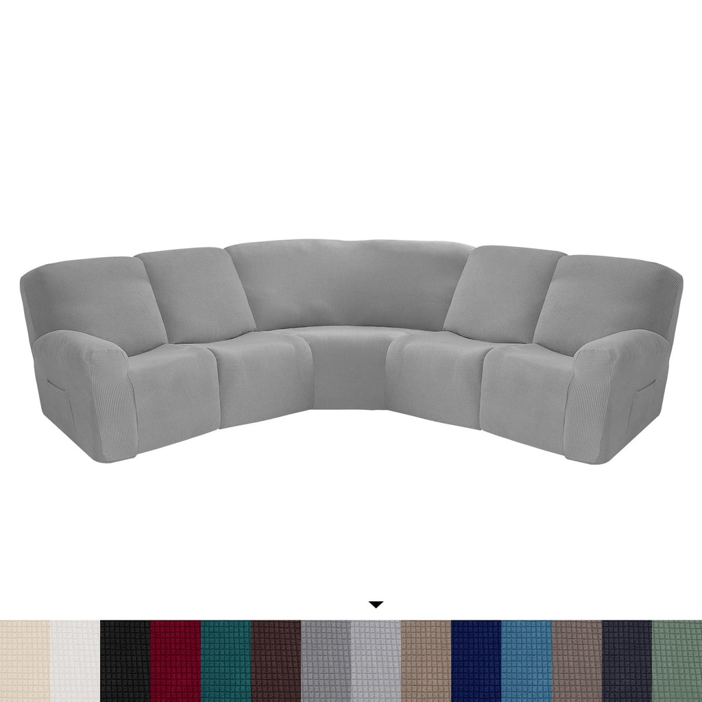 Light Gray 7 Piece Jacquard Stretch Sofa Covers Z410