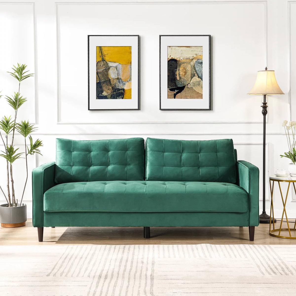 Green Velvet Tufted Sofa Z37908