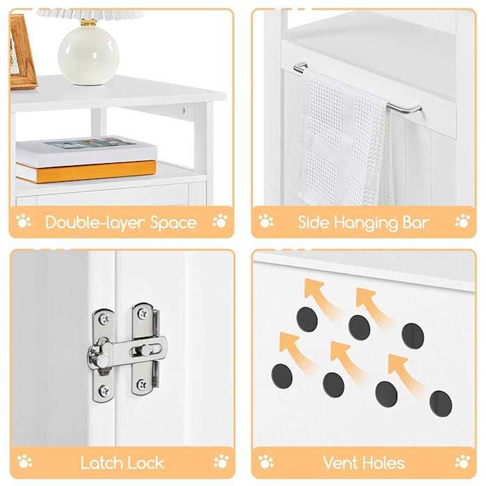 White Wooden Cat Litter Box with Open Shelf T365