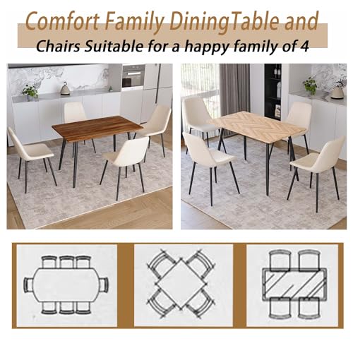 Dining Table and Chairs Set with 4 Fabric Chairs V532312