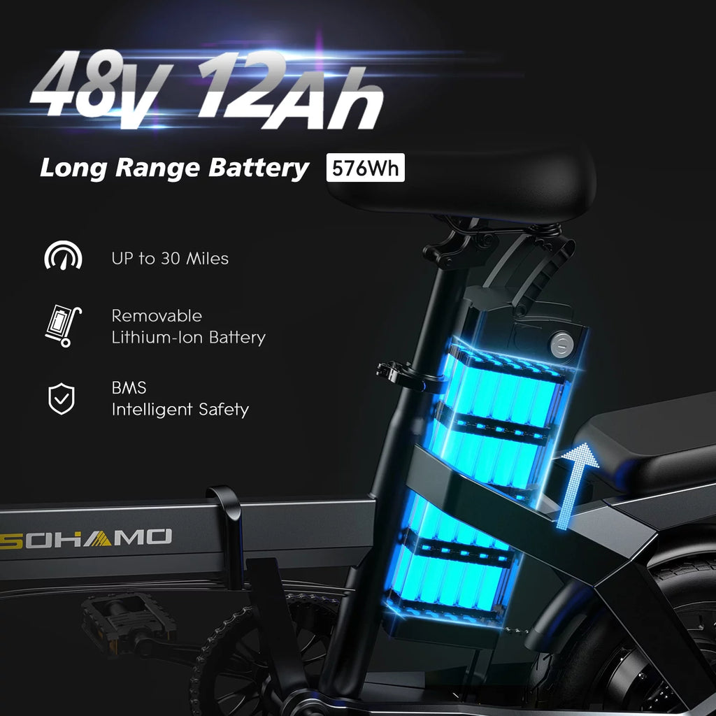 400W Folding Electric Bike with 48V 12Ah Removable Battery G873