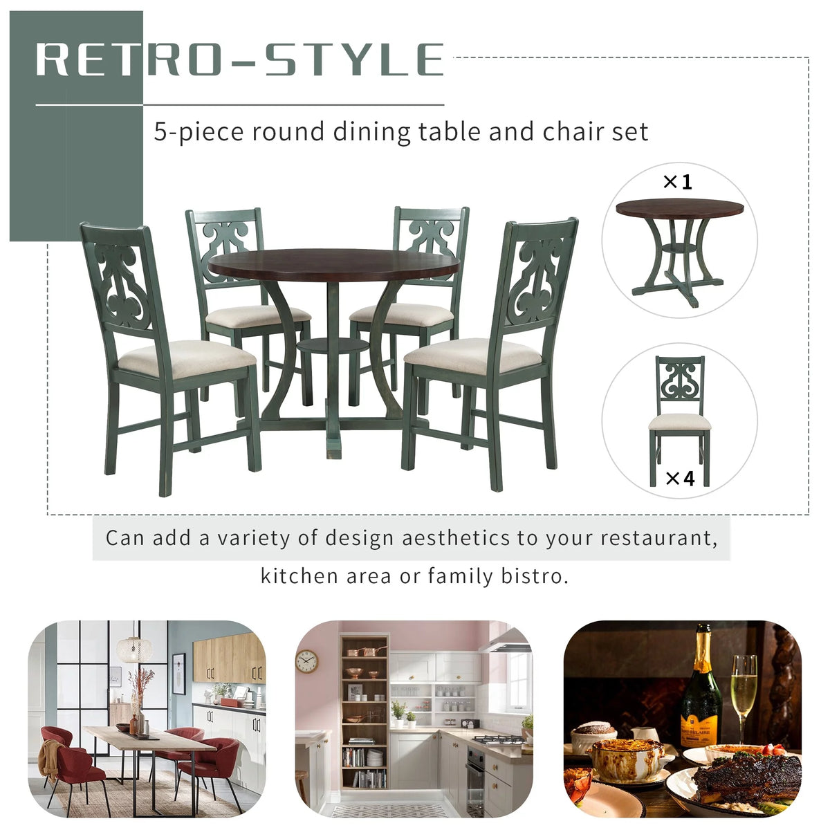 5-Piece Round Dining Table Set M25836