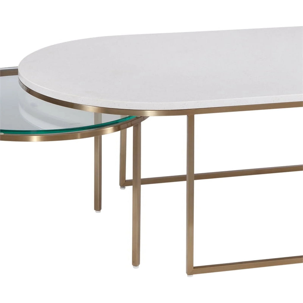 Gold Metal and White Terrazzo Nesting Cocktail Table V4291