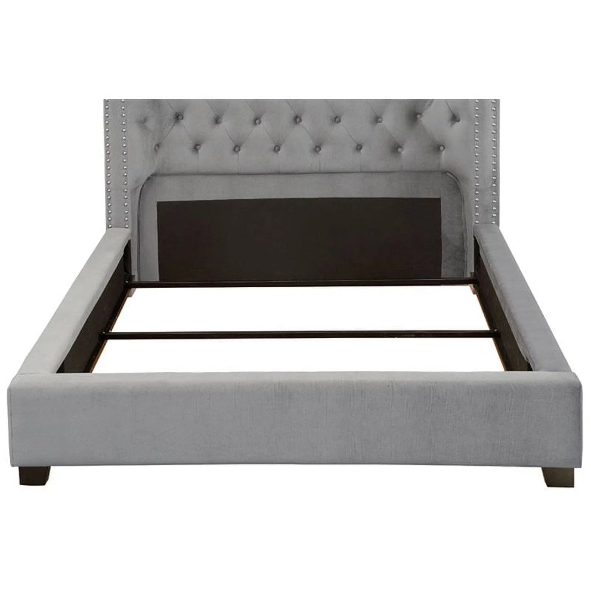 Gray Fabric Wingback California King Bed T7303