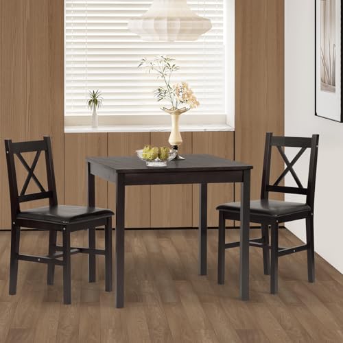 5-Piece Solid Wood Dining Table Set for 4 Brown K6439