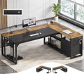 71 in Reversible L Shaped Desk with File Drawers L237