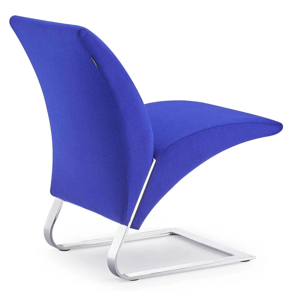 Dark Blue Cashmere Fabric Chair with Chrome Base W42986