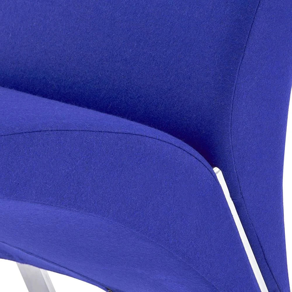 Dark Blue Cashmere Fabric Chair with Chrome Base W42986