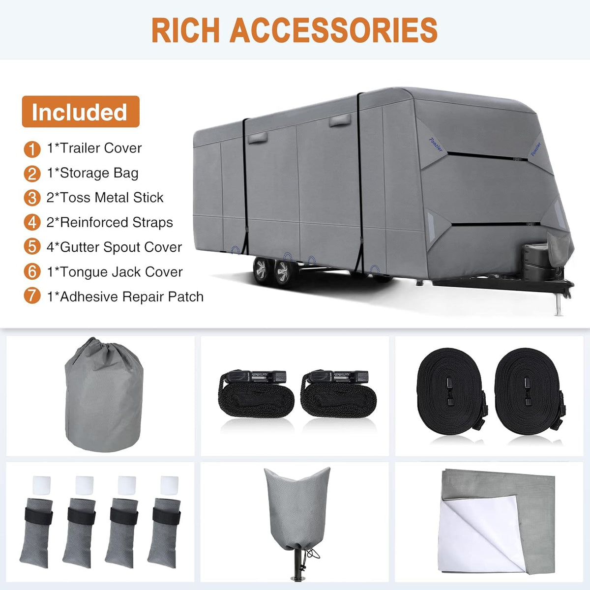 Heavy Duty 5 Layers Anti-UV Travel Trailer Cover 31'1 - 34' H27162