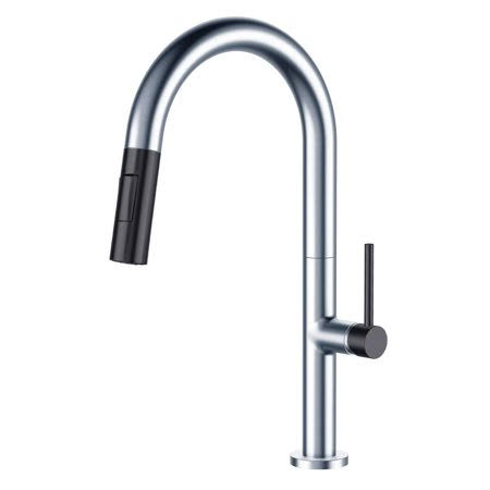 Chrome Gun Black Pull Down Single Handle Kitchen Faucet W39998
