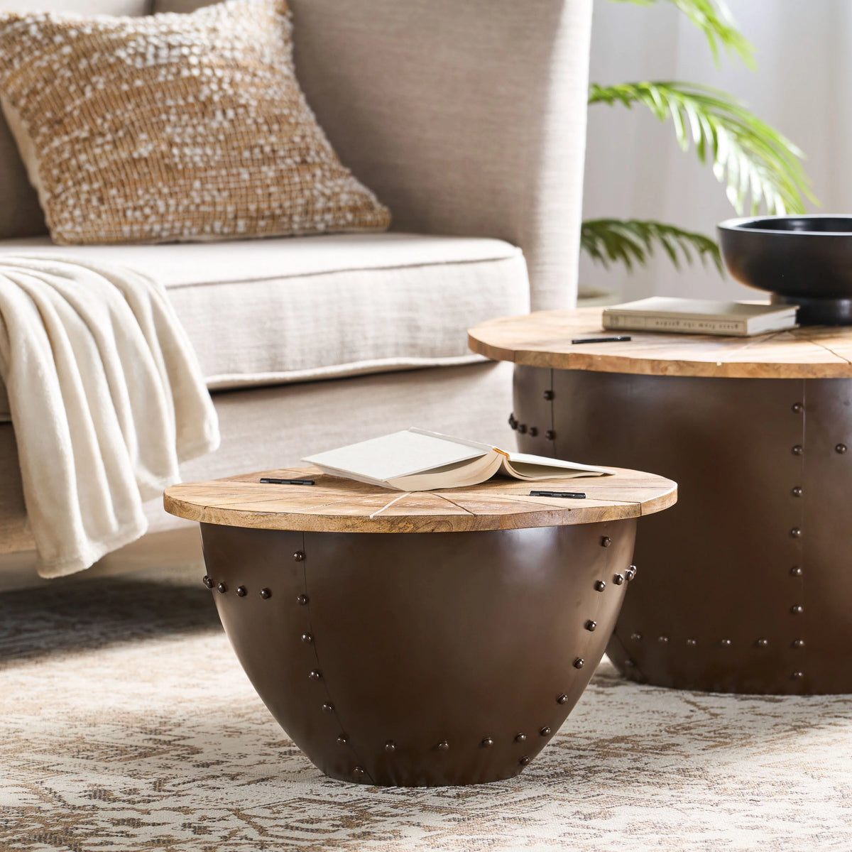 Handcrafted Mango Wood and Iron Accent Table P76729
