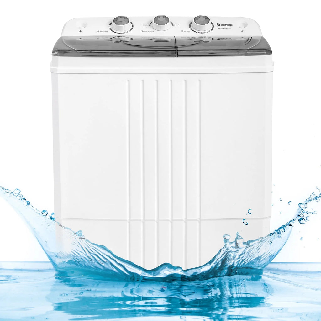 Portable Twin Tub Mini Clothes Washing Machine with Drain Pump, Grey Q7828