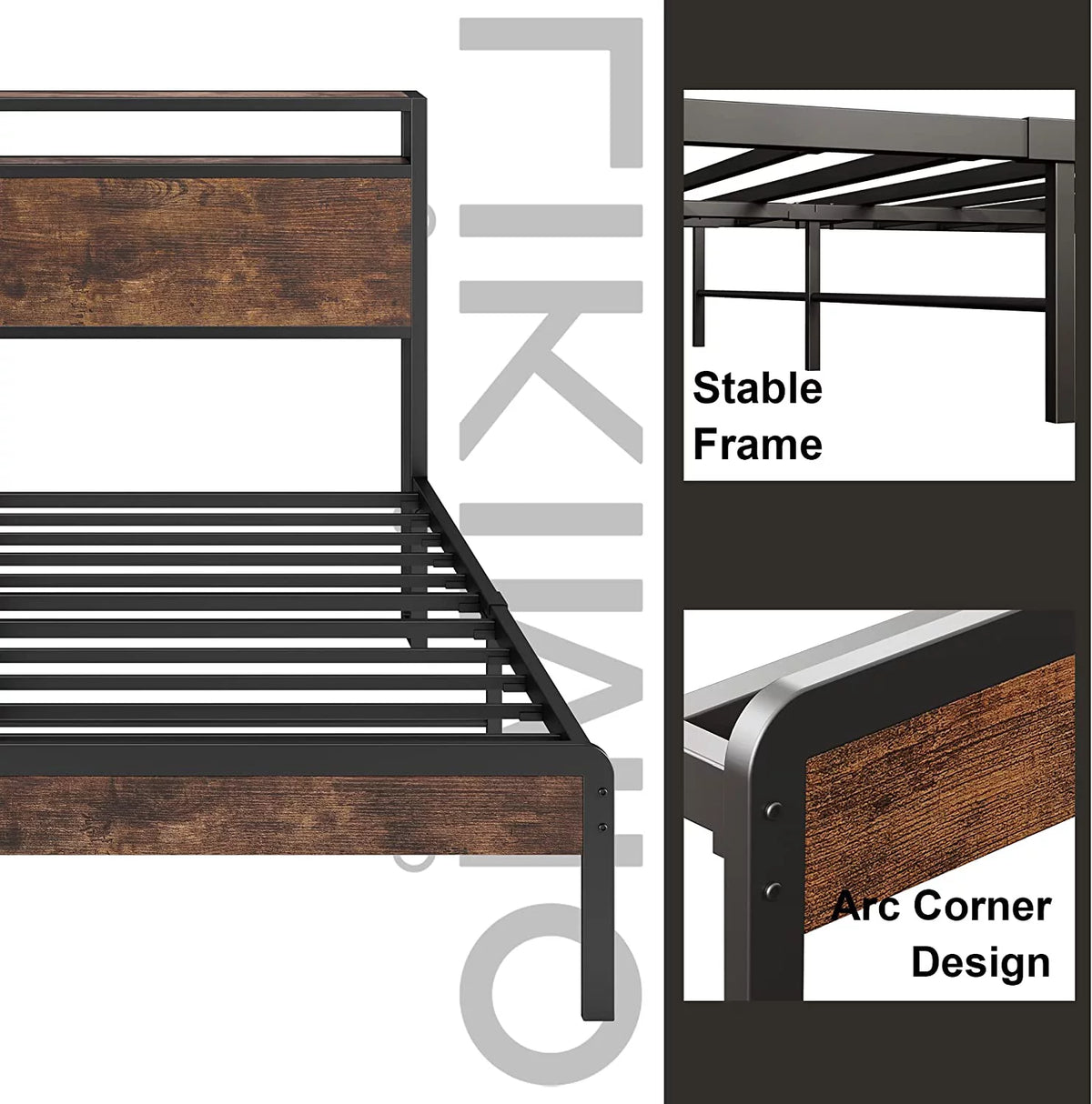 Queen Bed Frame with Industrial Headboard T535