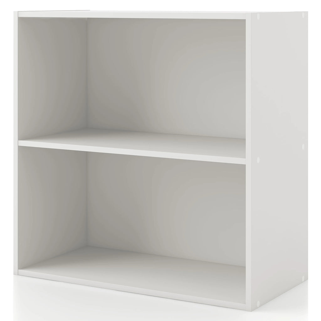 White 2-Tier Wood Bookcase K80727