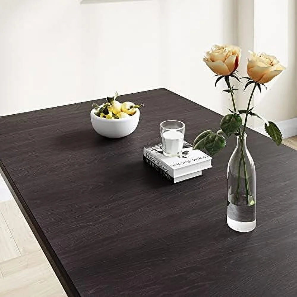 45" Dining Table Set for 4, 3-Pieces with Benches, Metal Frame and Wood Board, Brown L4600
