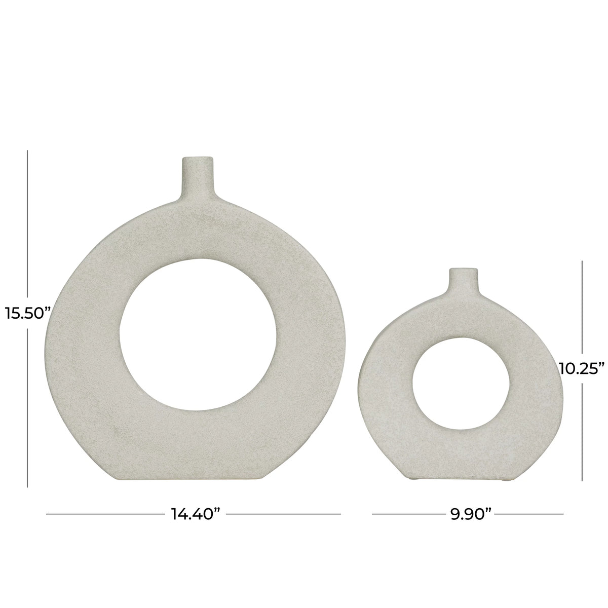 White Ceramic Donut Shaped Vase Set of 2 Q214979