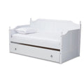 White Farmhouse Wood Twin Daybed with Trundle N9603