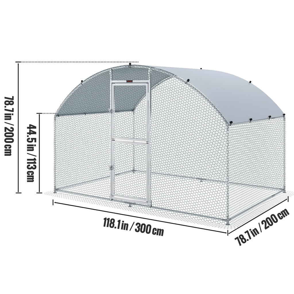 Large Metal Chicken Coop 6.6x9.8x6.6 ft X5278