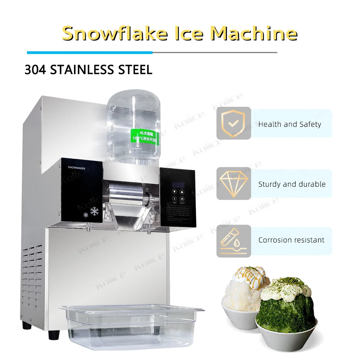 Commercial Automatic Shaved Ice Machine 200kgs/Day Air Cooling Y1865
