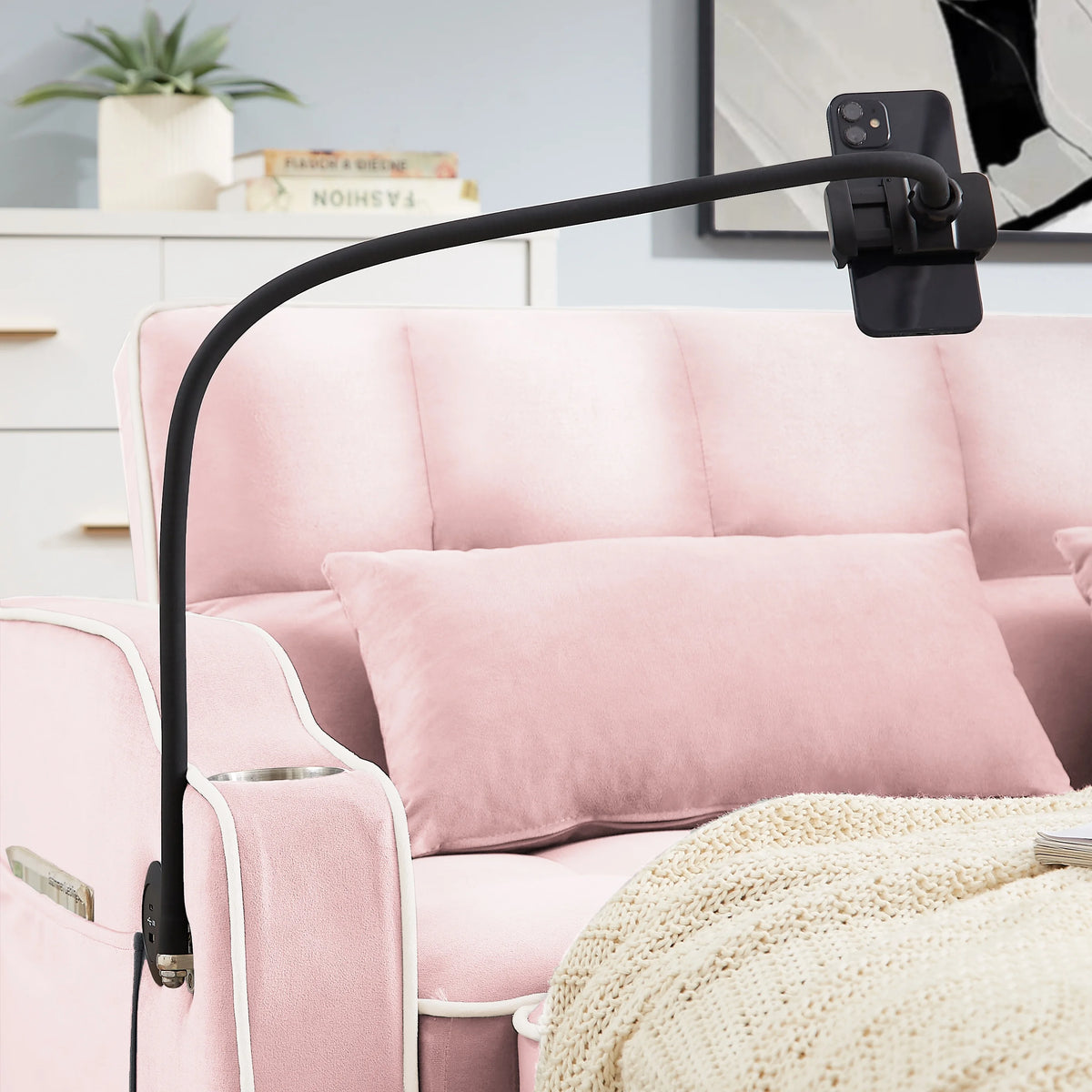 Pink Convertible Sleeper Sofa Chair Bed E34771