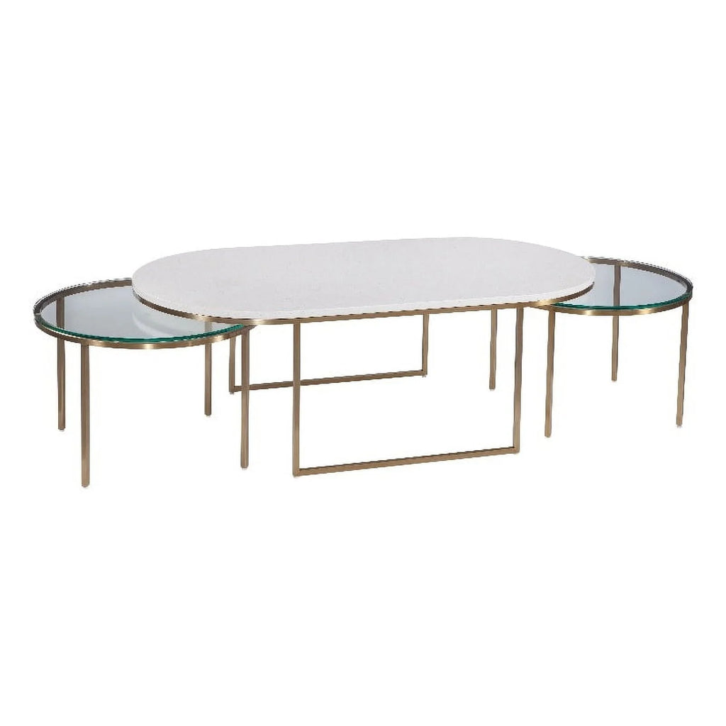 Gold Metal and White Terrazzo Nesting Cocktail Table V4291