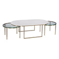 Gold Metal and White Terrazzo Nesting Cocktail Table V4291