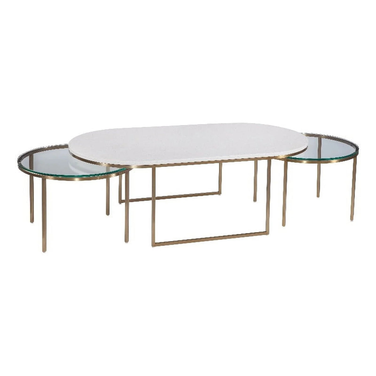 Gold Metal and White Terrazzo Nesting Cocktail Table V4291