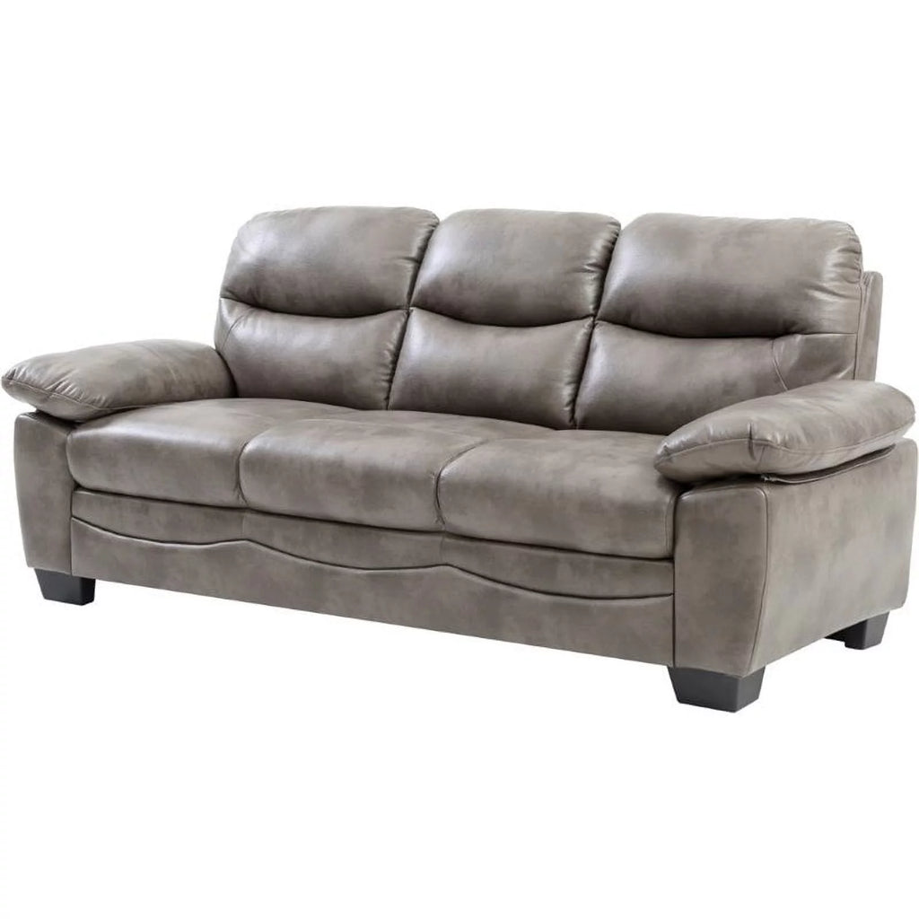 Gray Faux Leather Sofa V6841
