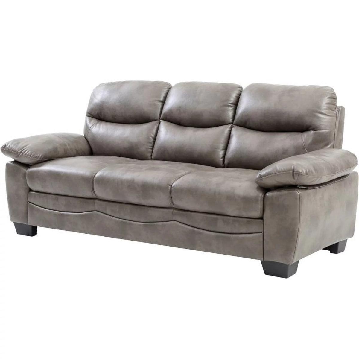 Gray Faux Leather Sofa V6841