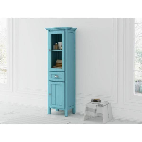 20 in. W x 65 in. H x 14 in. D Bathroom Linen Storage Cabinet in Sea Glass, Blue O802999