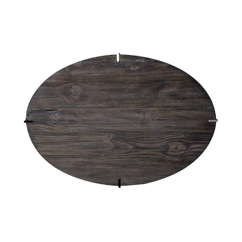 Modern Wood Oval Cocktail Table in Mahogany J42468