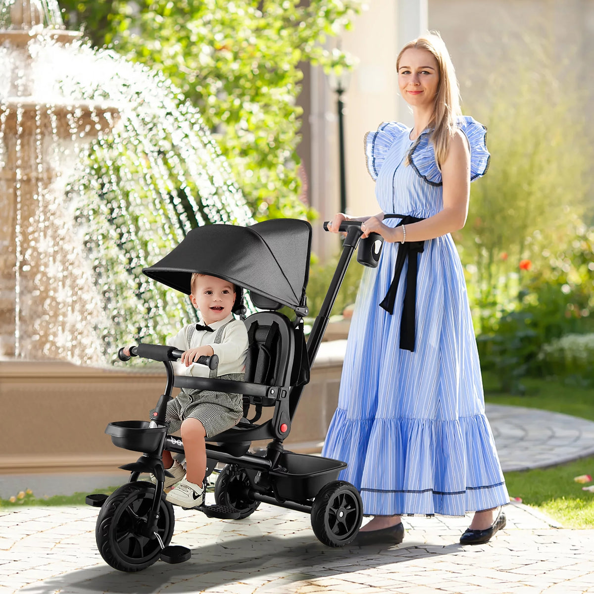 4-in-1 Toddler Tricycle with Adjustable Push Handle I70202