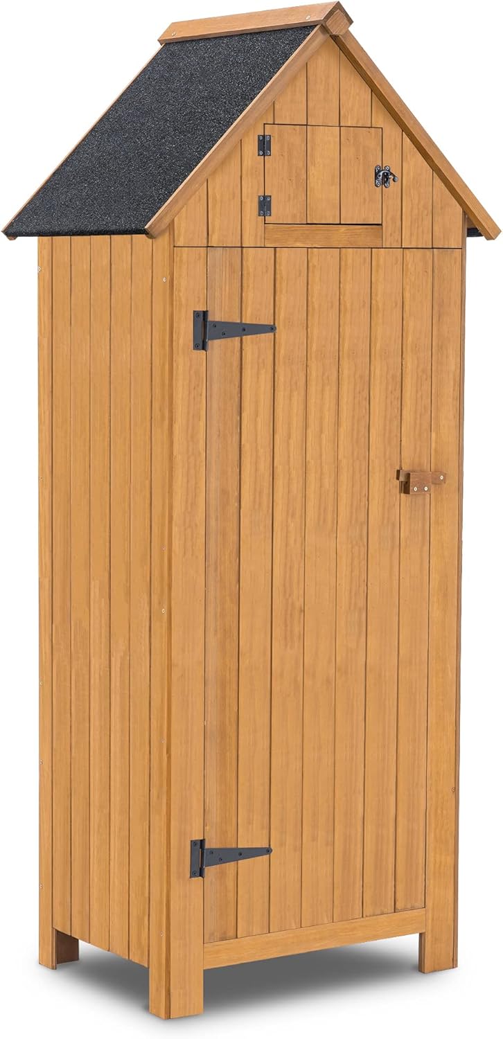 Outdoor Storage Cabinet Wooden Shed Organizer with Fir Wood R3179