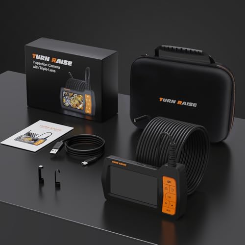 Sewer Inspection Camera, 50FT Semi-Rigid Cable, 5" IPS Screen, IP67, 32G Storage Card, Carrying Case V6120