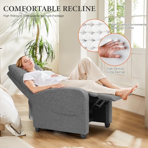 Dark Grey Massage Recliner Chair with Lumbar Support U74346