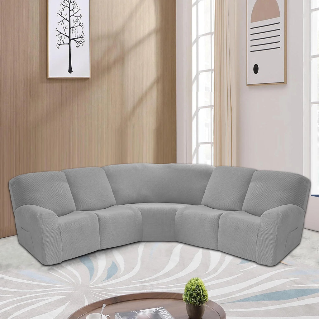 Light Gray 7 Piece Jacquard Stretch Sofa Covers Z410
