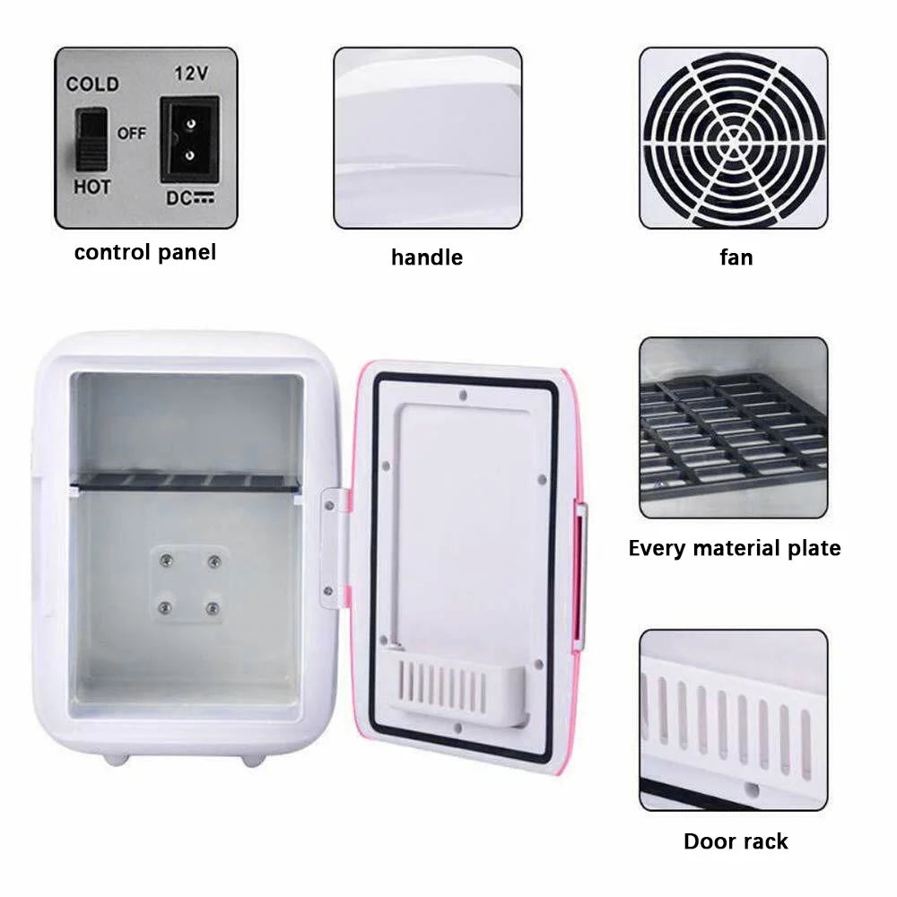 Portable 4L 6 Can Pink Mini Fridge I8346