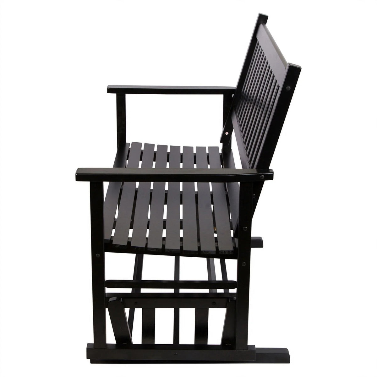 Black Hardwood Outdoor Glider Loveseat W916