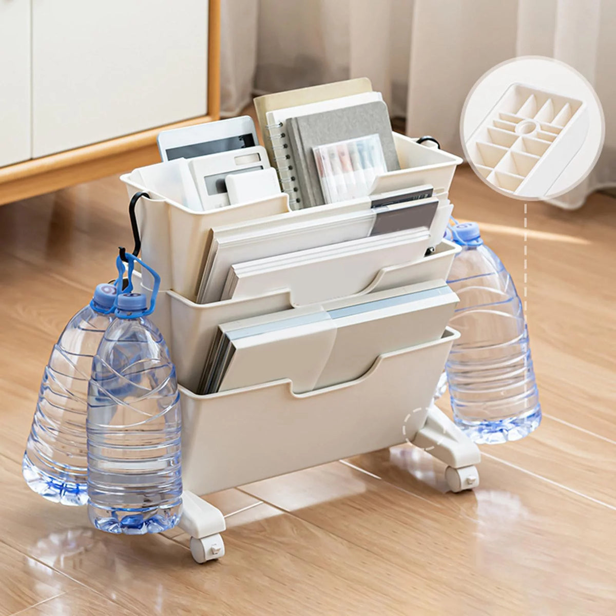 3 Tier Rolling Bookshelf with Caster Wheels X405983