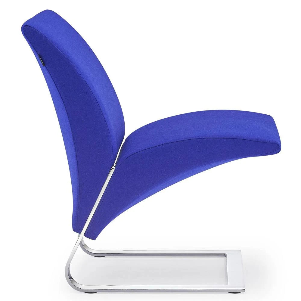 Dark Blue Cashmere Fabric Chair with Chrome Base W42986