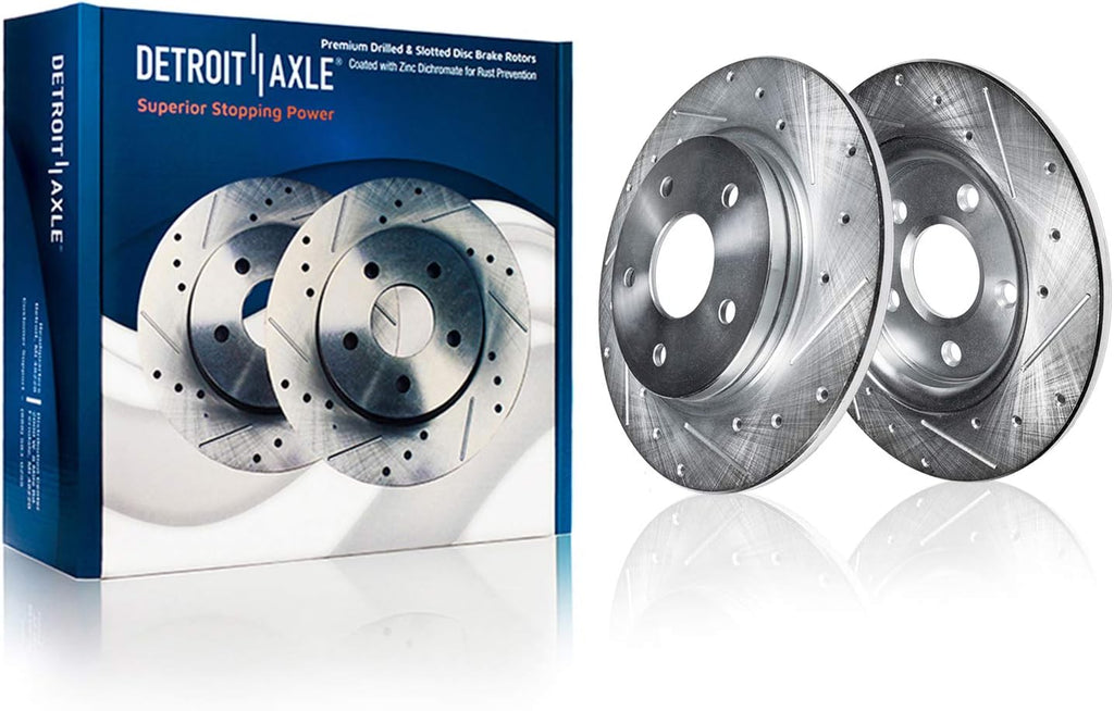 Drilled & Slotted Disc Rotors + Brake Pads 6pc Set Z734