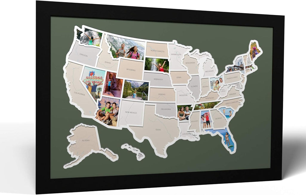 USA Photo Map Black Frame L786