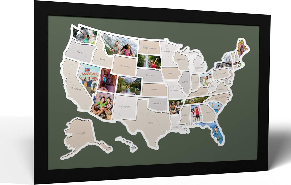 USA Photo Map Black Frame L786