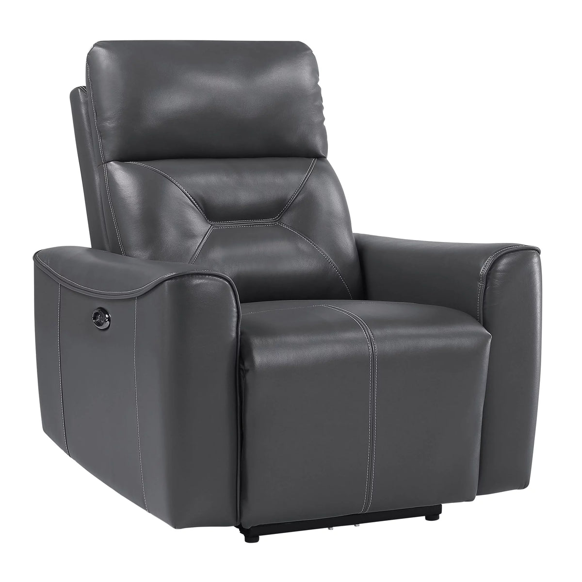 Dark Gray Faux Leather Power Reclining Chair C70116