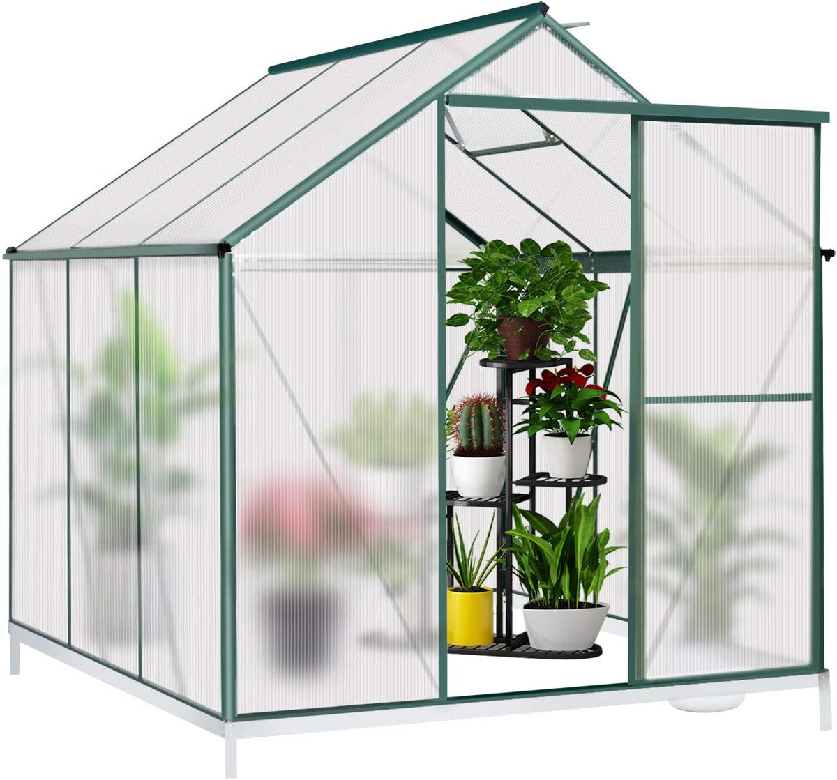 Polycarbonate Greenhouse with Sliding Door 8' x 6' N2338