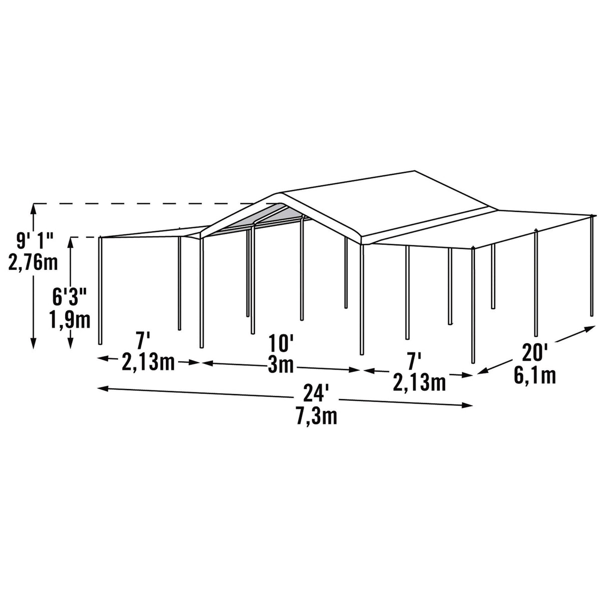 10x20 3-in-1 Canopy White T18538